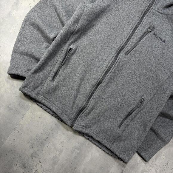 Y2K Grey Marmot Sherpa Lined Fleece Zip Up Hoodie - Picture 5 of 8